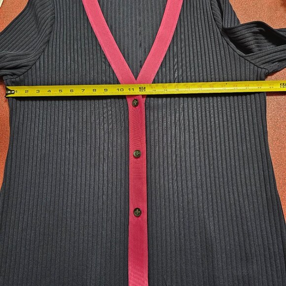 Misook Navy & Pink Ribbed Button-Up Sweater Jacket Set 1X Knit Career Office - Picture 12 of 13